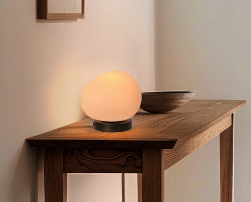 Moderní noční lampička STONES černá s bílým stínidlem do ložnice a obýváku 20 cm