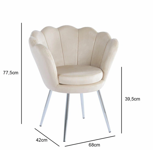 Čalouněná sametová jídelní židle Fiona Intesi béžová s područkami ve stylu glamour