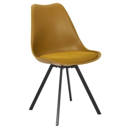 Čalouněná žlutá židle Atom Intesi do jídelny a obýváku, moderní na kovových nohách