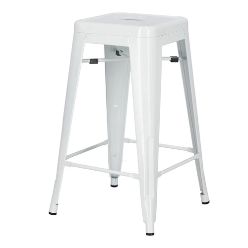 Kovová barová stolička Paris 66 cm bílá bez opěrky industriální k kuchyňskému ostrůvku D2.DESIGN