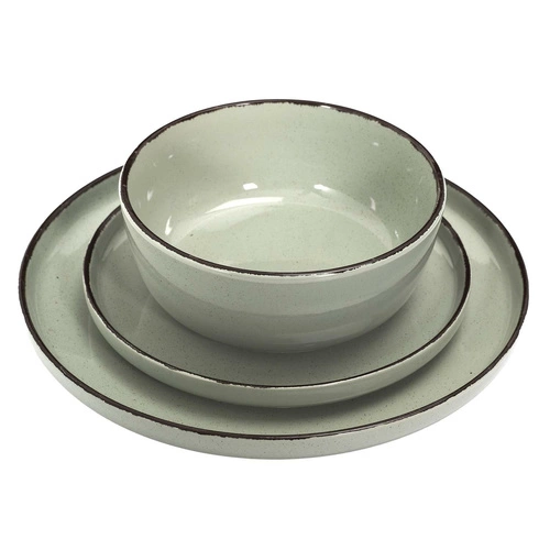 Moderní jídelní souprava Temp pro 4 osoby zelená keramická do jídelny