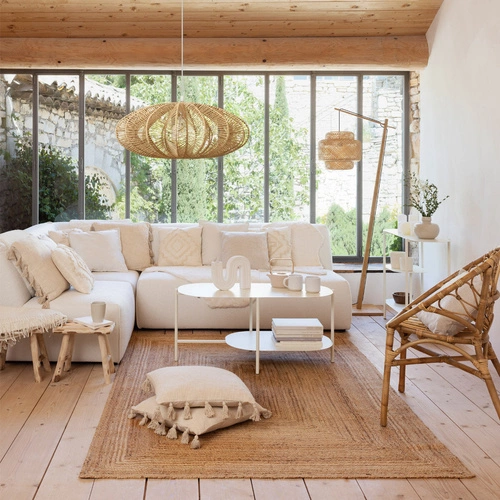 Modulární dvoumístná pohovka Kiona bílá bouclé skandinávský styl do obýváku Atmosphera