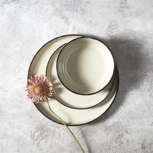 Keramická jídelní sada Temp béžová pro 4 osoby moderní do jídelny