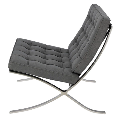 Relaxační křeslo BA1 inspirované Barcelona do obýváku glamour látka antracit chrom