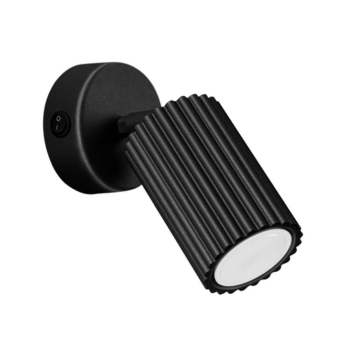 Nástěnné svítidlo Karbon černé s vypínačem, otočné stínidlo, moderní do ložnice a obýváku