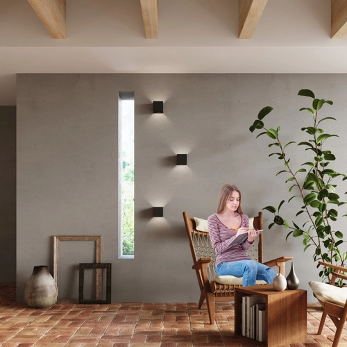 Nástěnné LED svítidlo Luca černé moderní hliníkové IP54 do obýváku i na ven