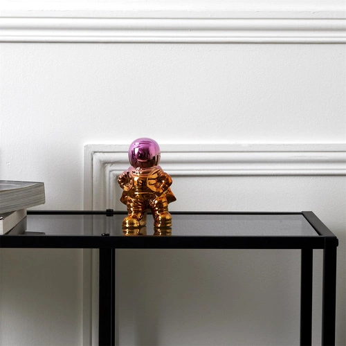 Dekorativní keramická figurka růžový astronaut do obýváku moderní 10 cm Intesi