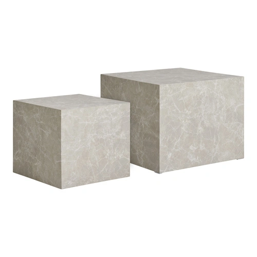 Prague sada 2 čtvercových konferenčních stolků šedý mramor moderní