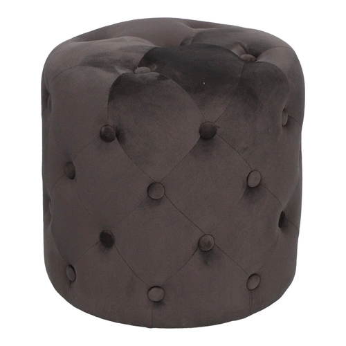 Sametový kulatý taburet Adriana šedý pro glamour obývací pokoj 38 cm Atmosphera