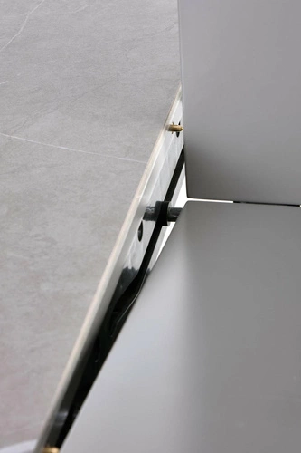 Rozkládací kulatý jídelní stůl Moette moderní šedý mramor zlaté nohy 120–160 cm