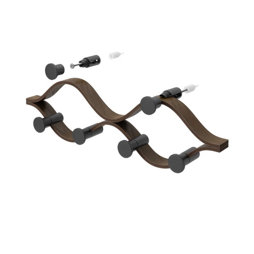 Umbra Montage moderní nástěnný věšák do předsíně dřevěný 6 háčků ořech černý