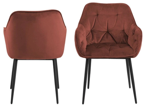 Čalouněná židle Brooke Actona sametová mušle glamour červená s područkami do obýváku