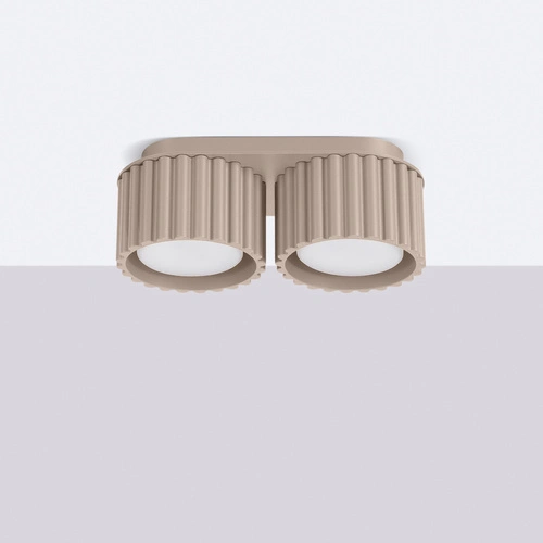 Moderní stropní svítidlo AURA 2 béžové do obývacího pokoje a kuchyně hliníkové GX53