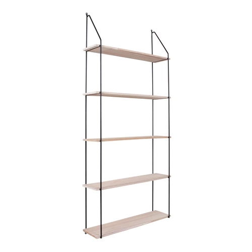 Závěsná dřevěná knihovna Eindhoven 5 polic industriální do obýváku Intesi 65 cm