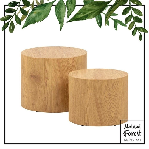 Sada oválných konferenčních stolků Mice v boho stylu s imitací dřeva do obývacího pokoje Actona