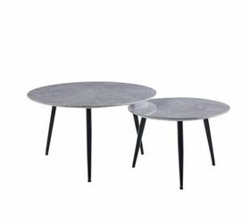 Sada 2 kulatých konferenčních stolků Tifa šedý mramor moderní loft do obýváku 80/60 cm