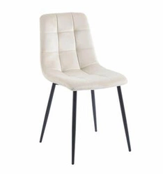 Čalouněná židle Caro Velvet béžová do jídelny a obýváku, sametová na černých nohách