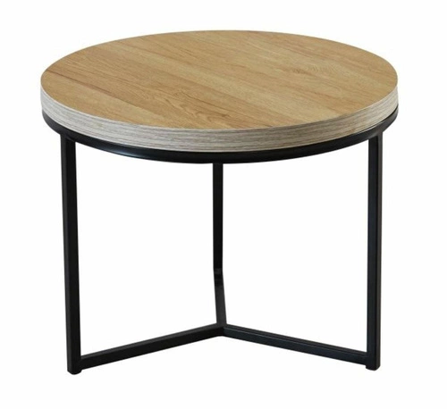 Kulatý konferenční stolek Ahri 50 cm loftový dřevěný do obýváku moderní odkládací Intesi