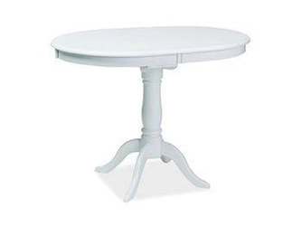 Oválný rozkládací bílý jídelní stůl na jedné noze v anglickém stylu Delongi Intesi 100–129 cm