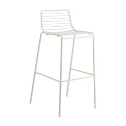 Kovová barová židle Summer bílá s opěrkou do kuchyně a k ostrůvku moderní 75 cm stohovatelná SCAB Design