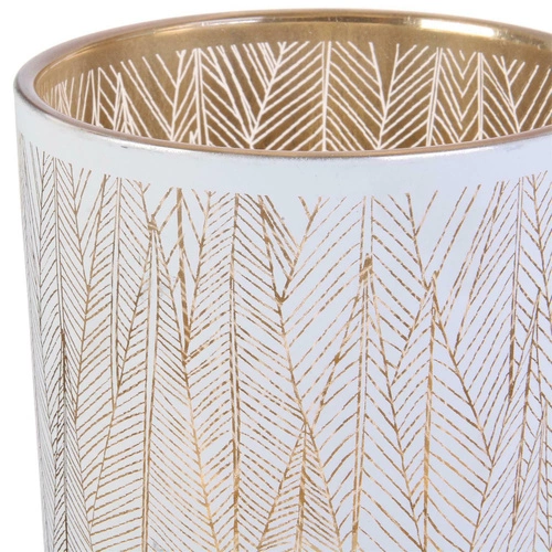 Skleněná dekorativní váza Tauri bílo-zlatá glamour na květiny do obýváku Intesi 20 cm