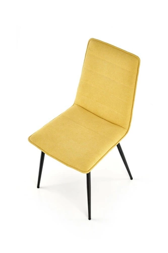 Čalouněná jídelní židle Noelle hořčicová moderní na černých kovových nohách Intesi
