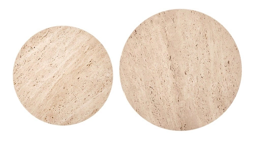 Kulatý konferenční stolek Epkos z bílého travertinu, moderní vysoký do obýváku 35 cm