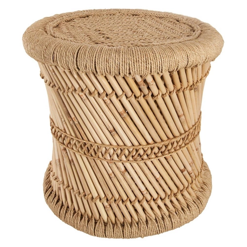 Sada 2 kulatých konferenčních stolků boho Corde z bambusu a konopí do obýváku Atmosphera