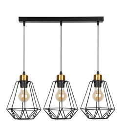 Závěsná lampa Primo černá+zlatá 3x60W E27 stínidlo černé