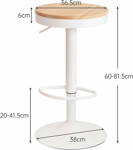 Barová židle Lofter černá, nastavitelná, kovová s dřevěným sedákem do kuchyně a k ostrůvku
