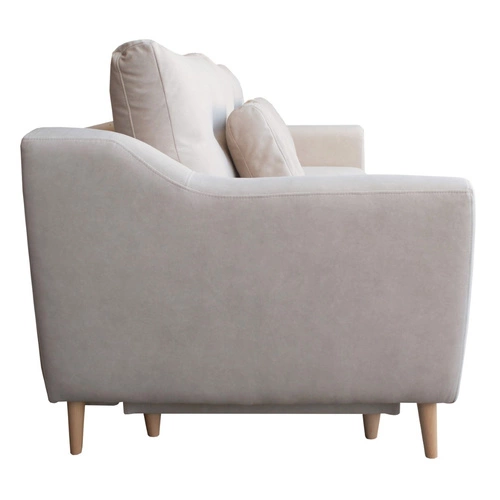 Rozkládací pohovka Bouley pro 3 osoby s úložným prostorem a funkcí spaní béžová do obýváku