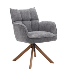 Otočná křesla Merys do obývacího pokoje moderní grafitová s dubovou podstavou UNIQUE