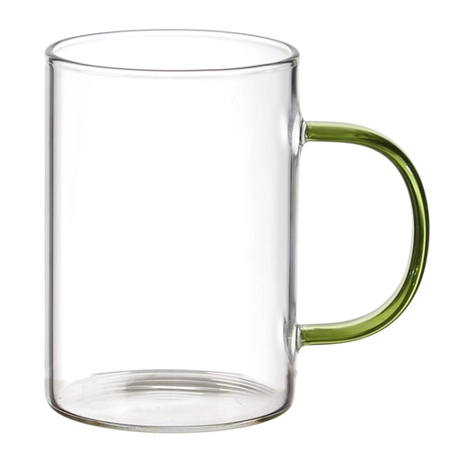 Zelený skleněný hrnek Intesi Coloured 300 ml na kávu a čaj minimalistický