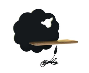 Nástěnné LED svítidlo Sheep černé klasické do dětského pokoje s kabelem MDF dřevo 4000K