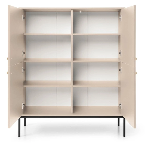 Vysoká béžová komoda Evora 125 cm moderní na nožičkách do obýváku a ložnice Intesi