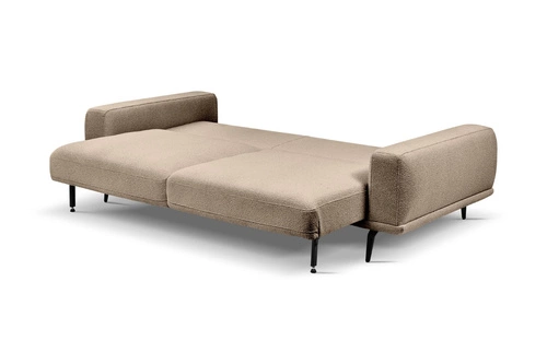 Rozkládací pohovka Salmi pro 3 osoby s funkcí spaní béžová skandinávský styl do obýváku