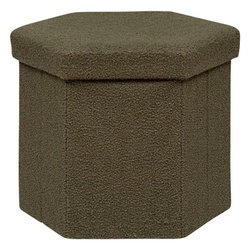 Skládací taburet Jaiko boucle khaki s úložným prostorem, šestihranný, moderní do obýváku Atmosphera