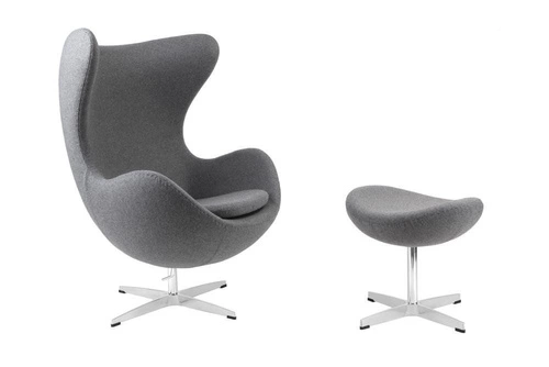 Otočný křeslo ušák Jajo s podnožkou šedý kašmír moderní do obýváku a kanceláře D2.DESIGN