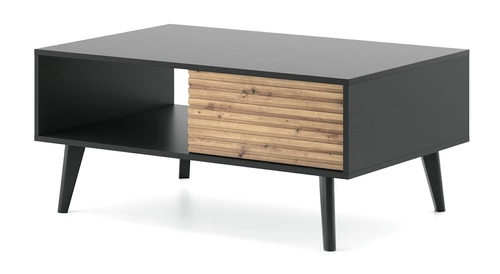 Konferenční stolek Tanga obdélníkový černý se zásuvkou moderní industriální do obýváku Intesi