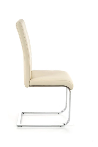 Čalouněná židle Yvone krémová ekokůže na chromovaných lyžinách do jídelny a obývacího pokoje Intesi
