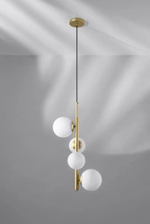 Mosazná závěsná lampa Cordel 4x20W G9 s bílým difuzorem
