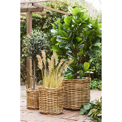 Burton House Nordic sada 3 dekorativních košů z přírodního ratanu do obýváku