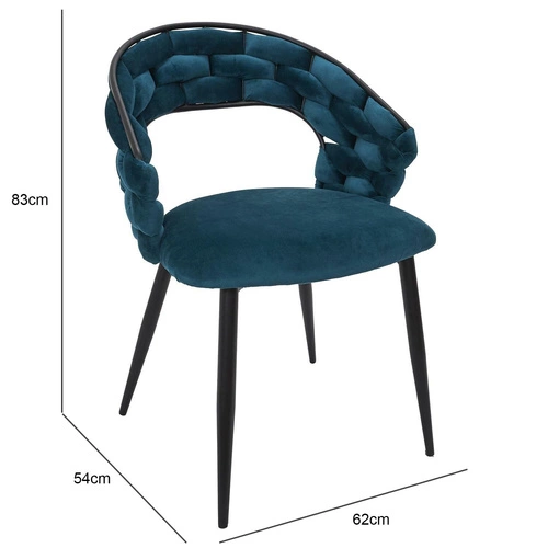 Jídelní židle Swyer modrá čalouněná sametová s područkami moderní Intesi
