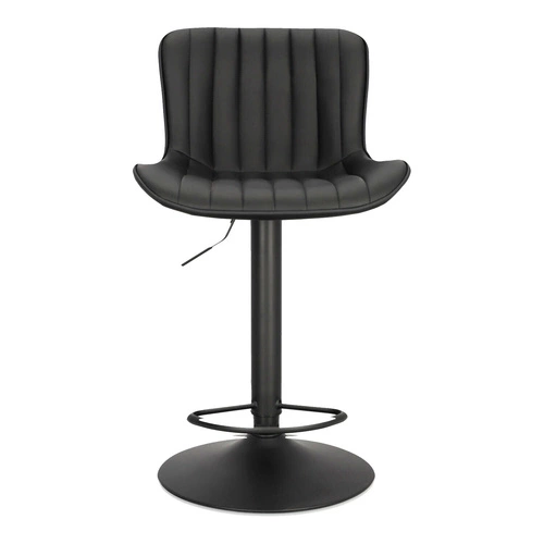 Barová židle Tessa černá moderní s opěrkou, výškově nastavitelná, otočná k kuchyňskému ostrůvku, ekokůže Intesi