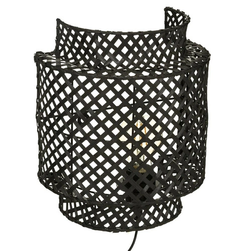 Nástěnné svítidlo Liby boho černé bambusové do obýváku a ložnice Atmosphera 23 cm