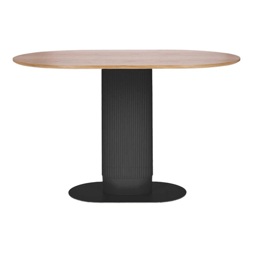 Jídelní stůl Maxim moderní oválný dub přírodní na černé noze 120x70 cm Intesi