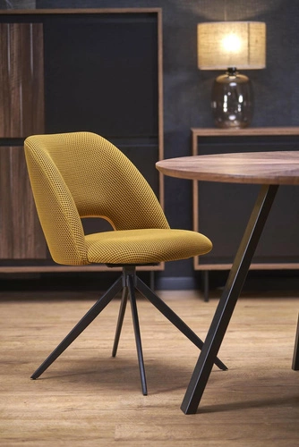 Jídelní kulatý stůl Ralik 120 cm ořechový s černými nohami moderní industriální