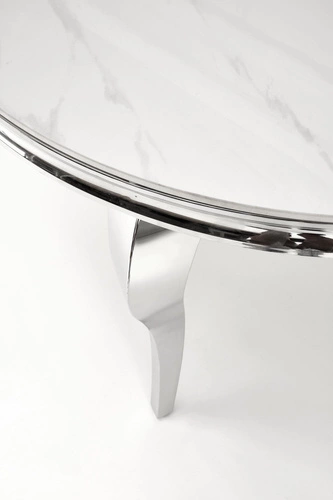 Kulatý skleněný stůl Munya 120 cm bílý glamour do jídelny a obýváku moderní