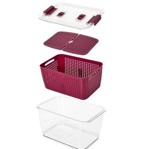 Nádoba na skladování ovoce a zeleniny v chladničce bordó