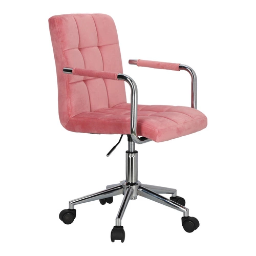 Ergonomická kancelářská židle Cosmo Arm růžový samet s opěrkami na studium a práci